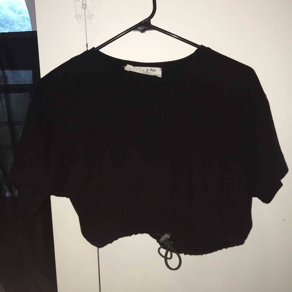 LF elastic short sleeve crop top